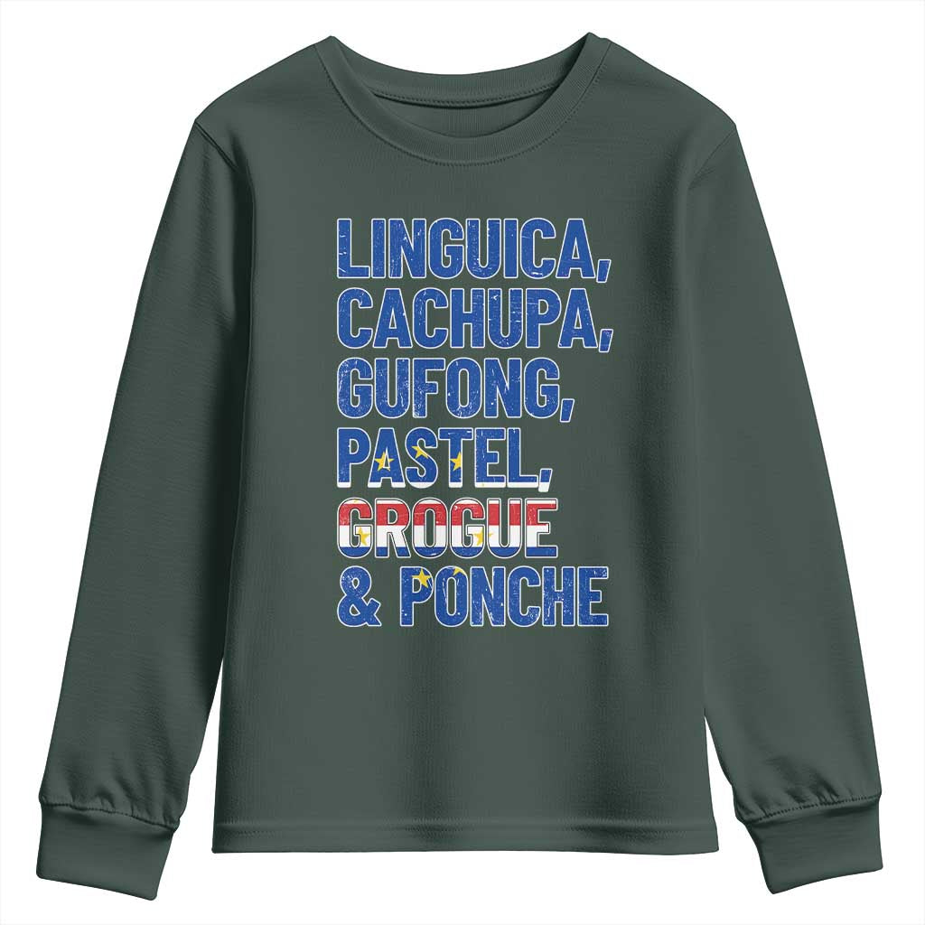 Cape Verde Traditional Food & Drinks List Youth Sweatshirt Cabo Verdean Cachupa Grogue Heritage Gift