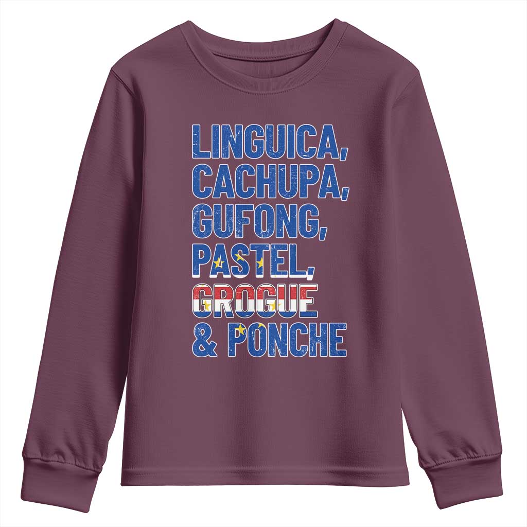 Cape Verde Traditional Food & Drinks List Youth Sweatshirt Cabo Verdean Cachupa Grogue Heritage Gift