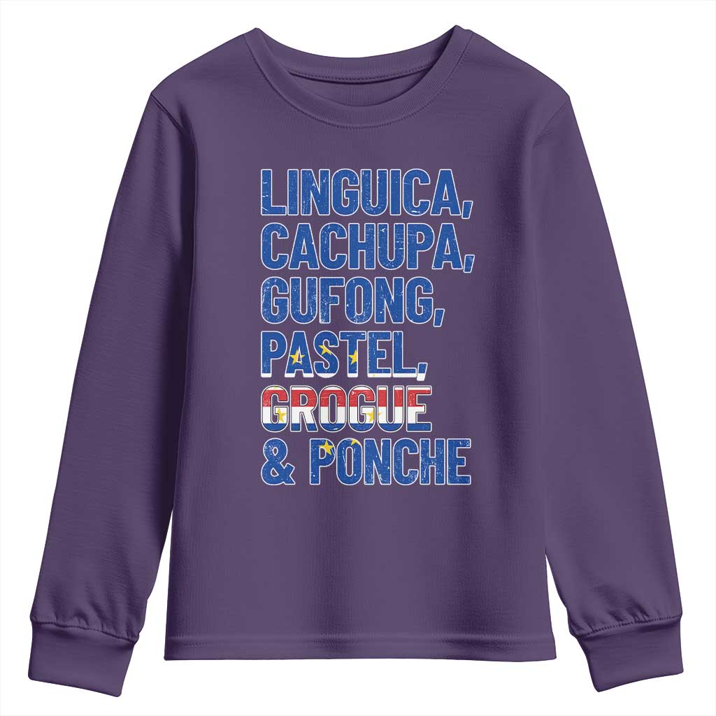 Cape Verde Traditional Food & Drinks List Youth Sweatshirt Cabo Verdean Cachupa Grogue Heritage Gift