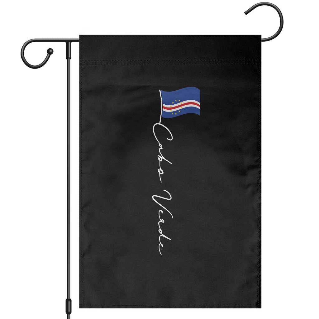Cabo Verde Elegant Script Flag Graphic Garden Flag Cape Verde Minimalist Cursive National Pride Gift TS02 Black Print Your Wear