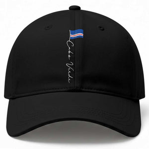 Cabo Verde Elegant Script Flag Graphic Baseball Cap Cape Verde Minimalist Cursive National Pride Gift