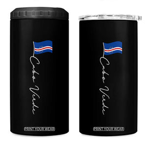Cabo Verde Elegant Script Flag Graphic 4 in 1 Can Cooler Tumbler Cape Verde Minimalist Cursive National Pride Gift TS02 One Size: 16 oz Black Print Your Wear