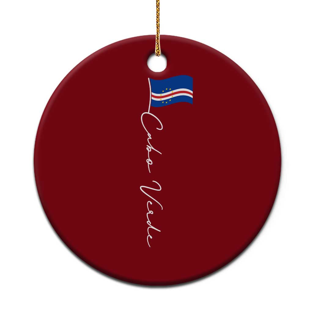 Cabo Verde Elegant Script Flag Graphic Ceramic Ornament Cape Verde Minimalist Cursive National Pride Gift