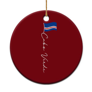 Cabo Verde Elegant Script Flag Graphic Ceramic Ornament Cape Verde Minimalist Cursive National Pride Gift