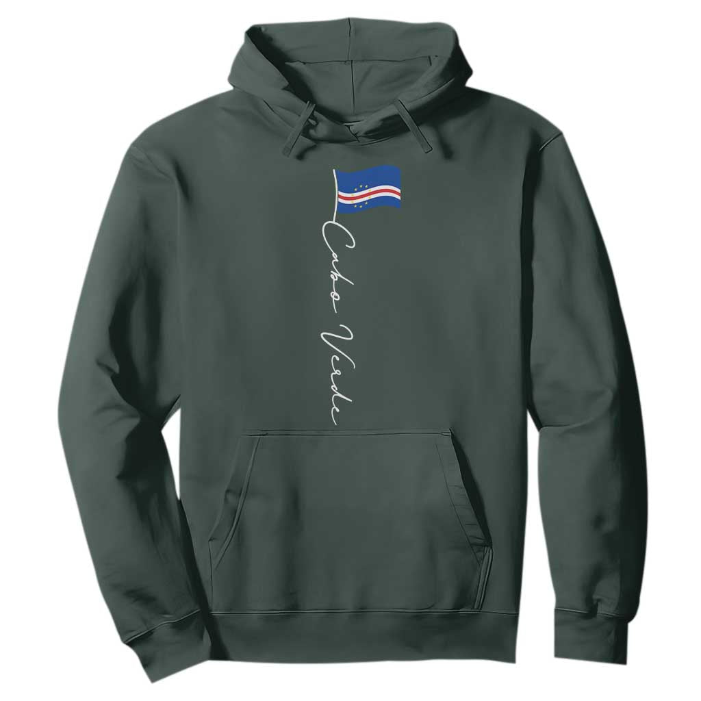 Cabo Verde Elegant Script Flag Graphic Hoodie Cape Verde Minimalist Cursive National Pride Gift