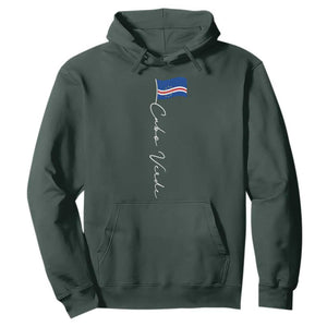 Cabo Verde Elegant Script Flag Graphic Hoodie Cape Verde Minimalist Cursive National Pride Gift