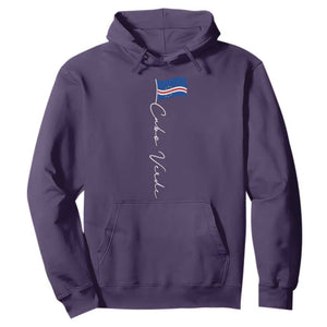 Cabo Verde Elegant Script Flag Graphic Hoodie Cape Verde Minimalist Cursive National Pride Gift
