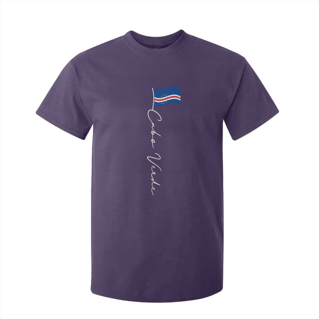 Cabo Verde Elegant Script Flag Graphic T Shirt For Kid Cape Verde Minimalist Cursive National Pride Gift