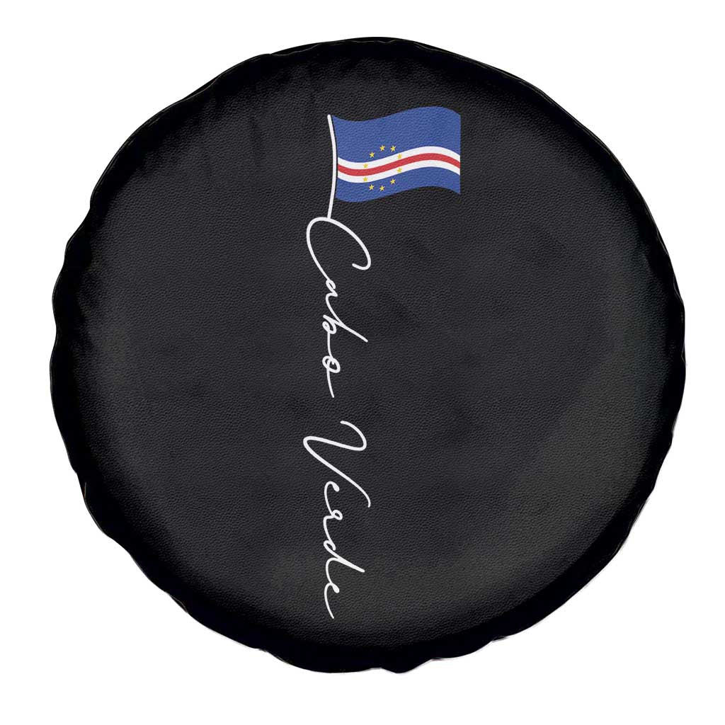 Cabo Verde Elegant Script Flag Graphic Spare Tire Cover Cape Verde Minimalist Cursive National Pride Gift TS02 Print Your Wear
