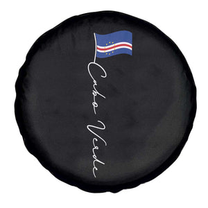 Cabo Verde Elegant Script Flag Graphic Spare Tire Cover Cape Verde Minimalist Cursive National Pride Gift TS02 Print Your Wear