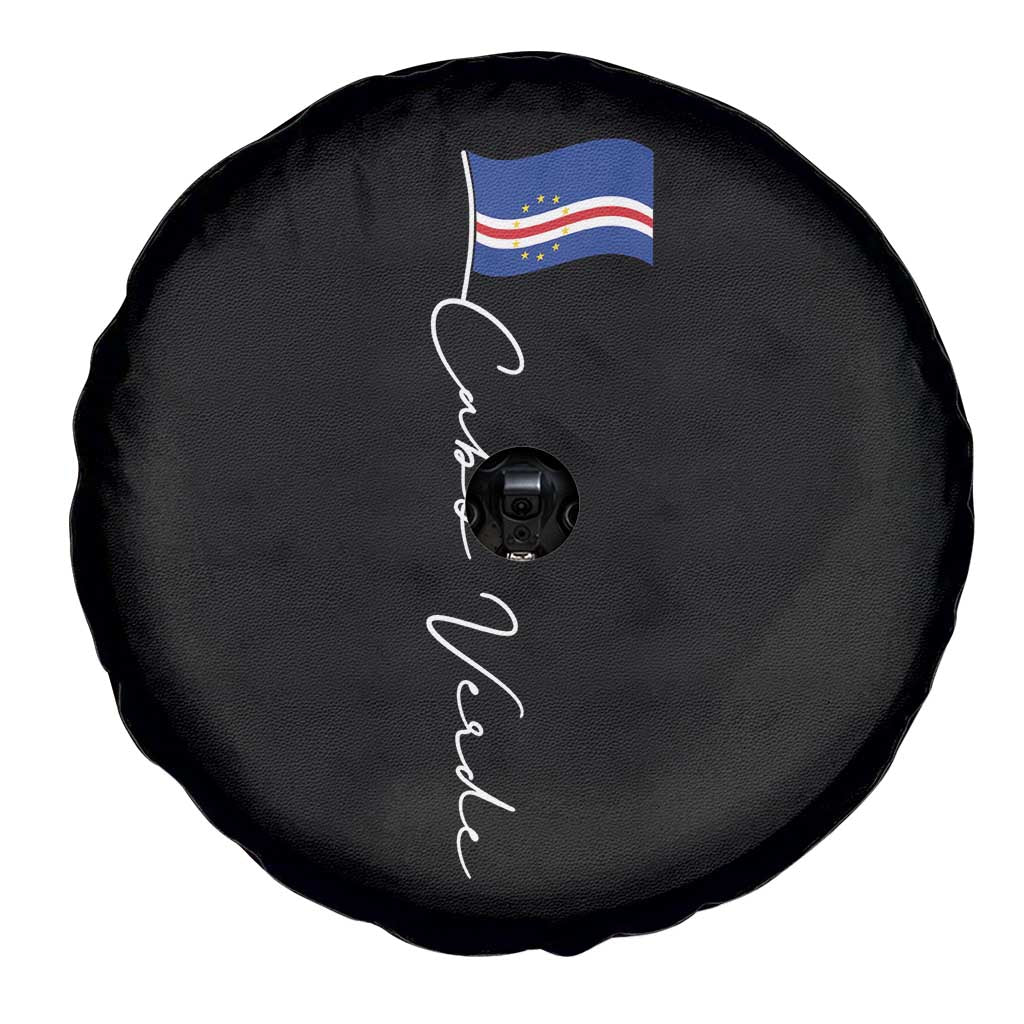 Cabo Verde Elegant Script Flag Graphic Spare Tire Cover Cape Verde Minimalist Cursive National Pride Gift TS02 Print Your Wear