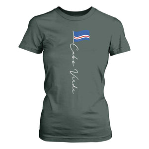 Cabo Verde Elegant Script Flag Graphic T Shirt For Women Cape Verde Minimalist Cursive National Pride Gift