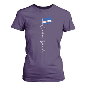 Cabo Verde Elegant Script Flag Graphic T Shirt For Women Cape Verde Minimalist Cursive National Pride Gift
