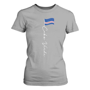 Cabo Verde Elegant Script Flag Graphic T Shirt For Women Cape Verde Minimalist Cursive National Pride Gift