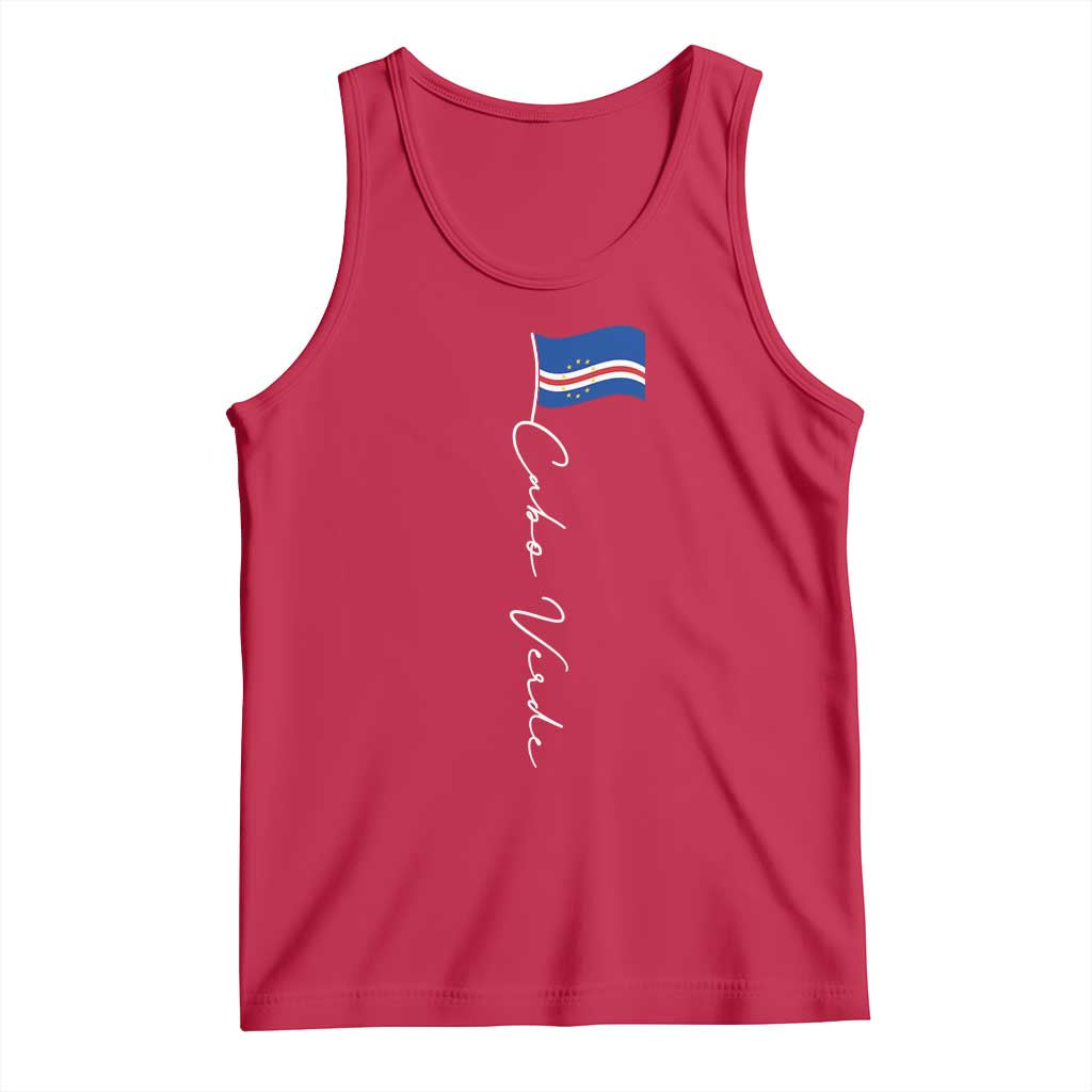 Cabo Verde Elegant Script Flag Graphic Tank Top Cape Verde Minimalist Cursive National Pride Gift