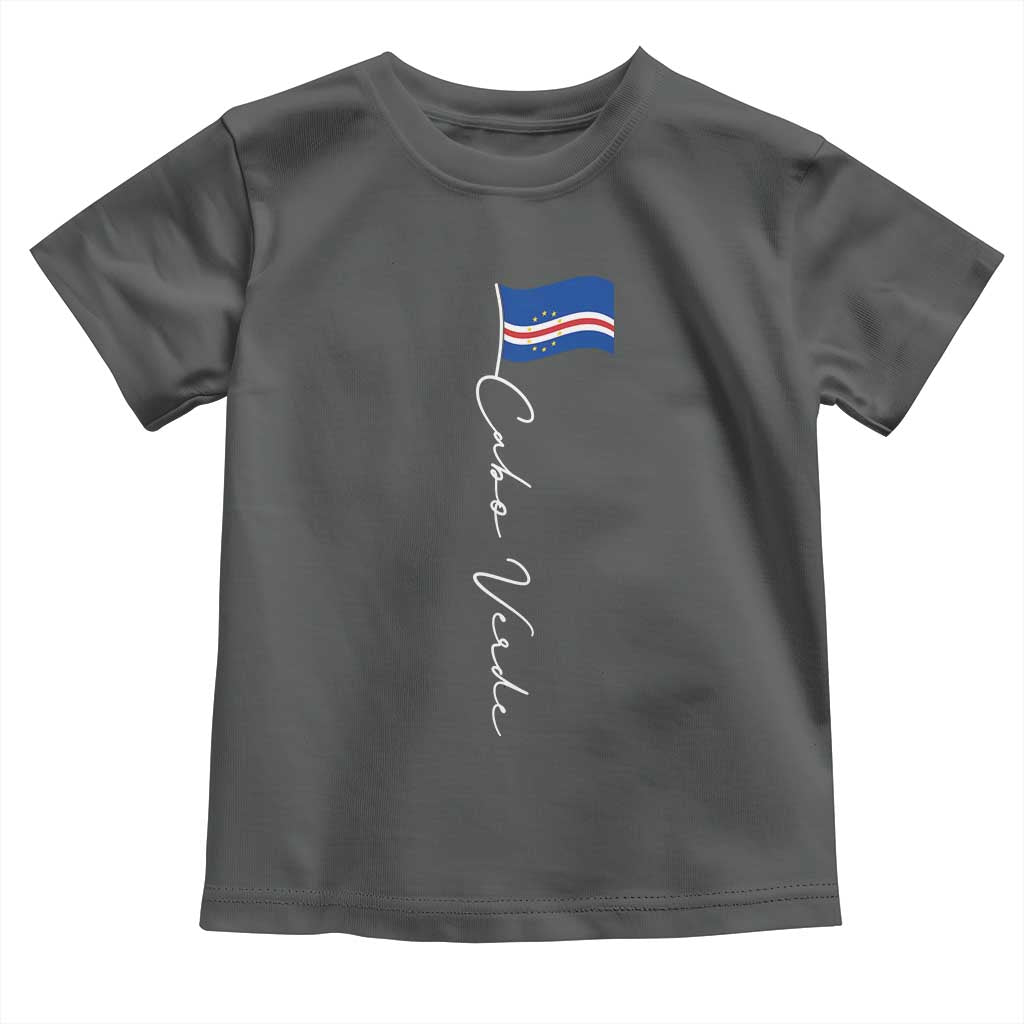 Cabo Verde Elegant Script Flag Graphic Toddler T Shirt Cape Verde Minimalist Cursive National Pride Gift