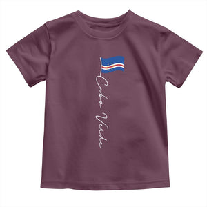 Cabo Verde Elegant Script Flag Graphic Toddler T Shirt Cape Verde Minimalist Cursive National Pride Gift
