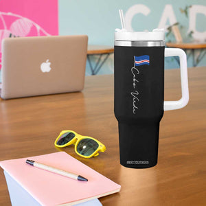 Cabo Verde Elegant Script Flag Graphic Tumbler With Handle Cape Verde Minimalist Cursive National Pride Gift TS02 Print Your Wear