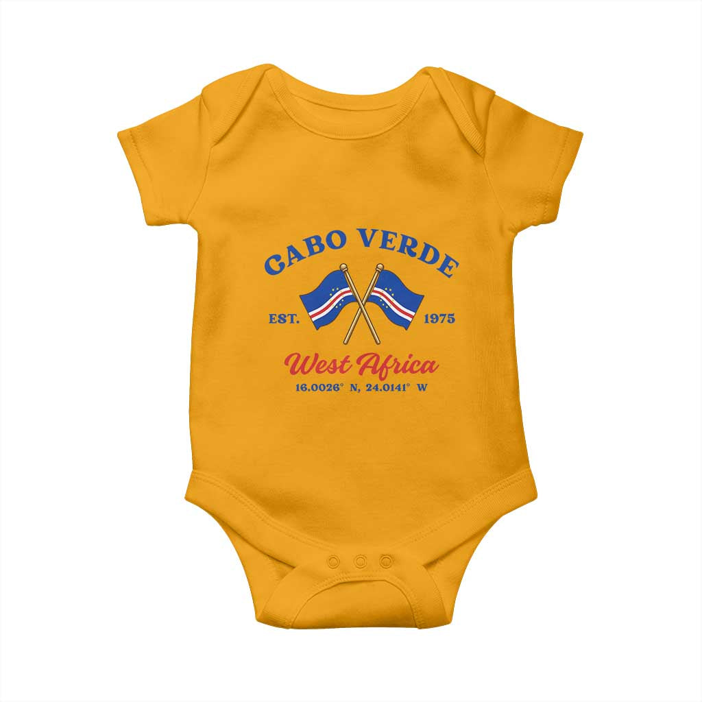Cabo Verde West Africa Crossed Flags Baby Onesie Cape Verde Est 1975 Retro National Pride