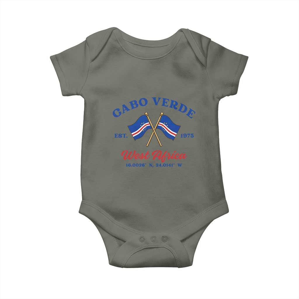 Cabo Verde West Africa Crossed Flags Baby Onesie Cape Verde Est 1975 Retro National Pride