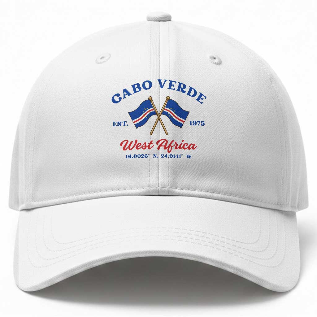 Cabo Verde West Africa Crossed Flags Baseball Cap Cape Verde Est 1975 Retro National Pride