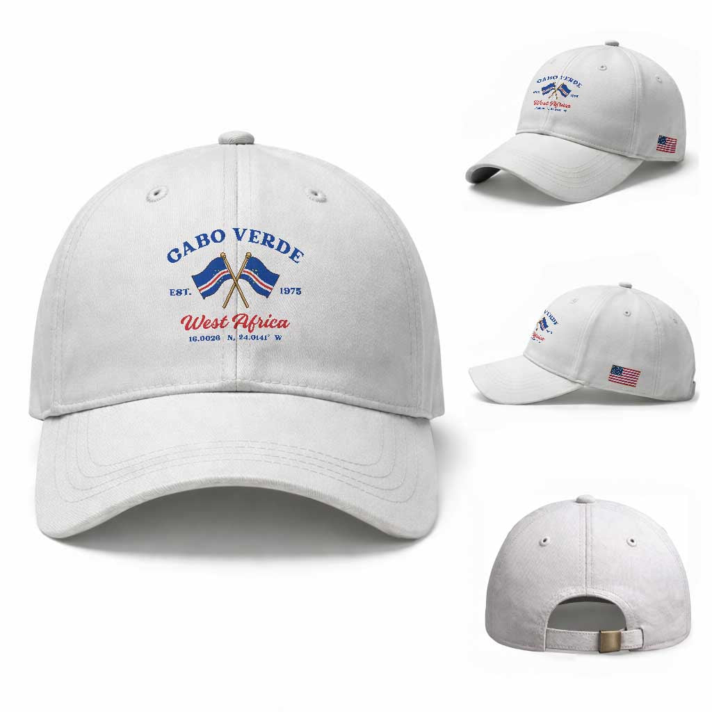 Cabo Verde West Africa Crossed Flags Baseball Cap Cape Verde Est 1975 Retro National Pride