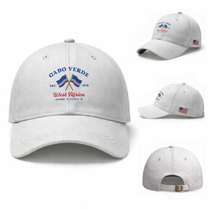 Cabo Verde West Africa Crossed Flags Baseball Cap Cape Verde Est 1975 Retro National Pride