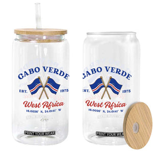 Cabo Verde West Africa Crossed Flags Glass Can Cape Verde Est 1975 Retro National Pride
