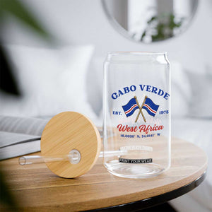 Cabo Verde West Africa Crossed Flags Glass Can Cape Verde Est 1975 Retro National Pride