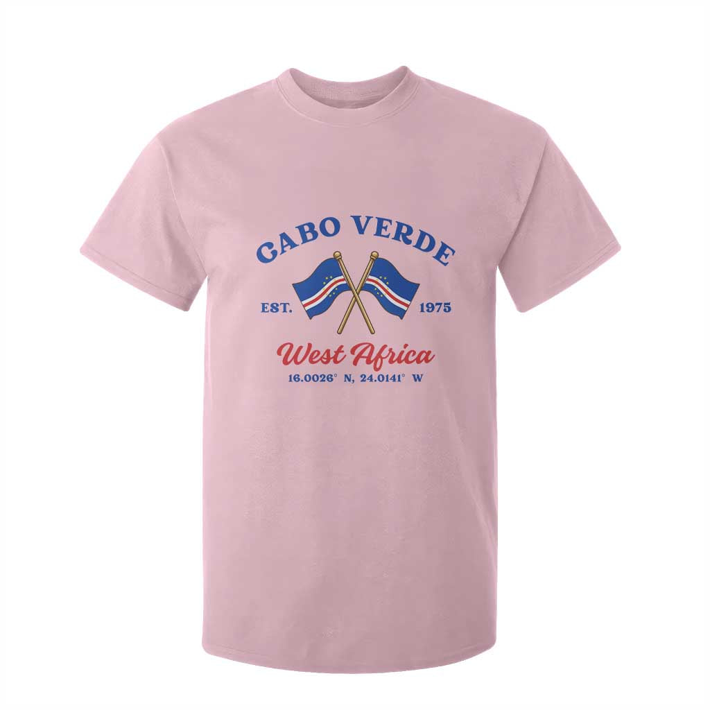 Cabo Verde West Africa Crossed Flags T Shirt For Kid Cape Verde Est 1975 Retro National Pride