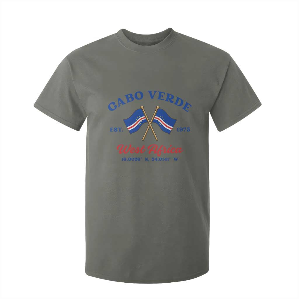 Cabo Verde West Africa Crossed Flags T Shirt For Kid Cape Verde Est 1975 Retro National Pride