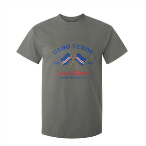 Cabo Verde West Africa Crossed Flags T Shirt For Kid Cape Verde Est 1975 Retro National Pride