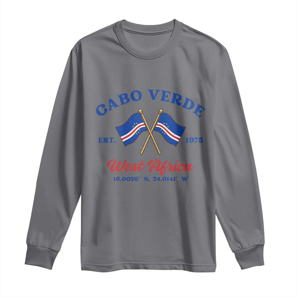 Cabo Verde West Africa Crossed Flags Long Sleeve Shirt Cape Verde Est 1975 Retro National Pride