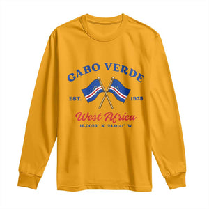 Cabo Verde West Africa Crossed Flags Long Sleeve Shirt Cape Verde Est 1975 Retro National Pride