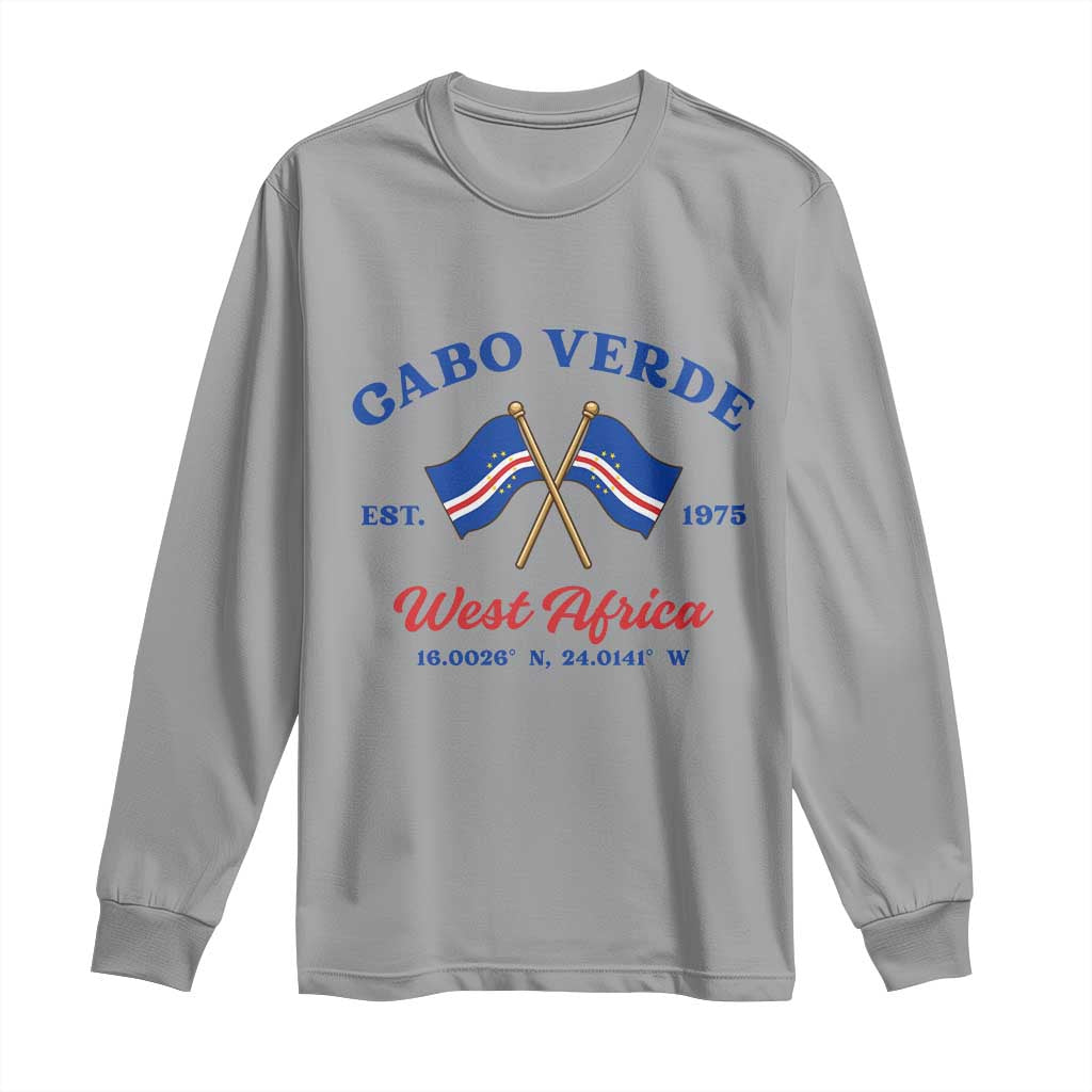 Cabo Verde West Africa Crossed Flags Long Sleeve Shirt Cape Verde Est 1975 Retro National Pride