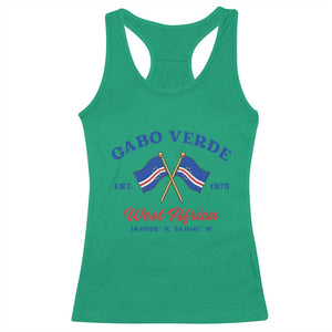 Cabo Verde West Africa Crossed Flags Racerback Tank Top Cape Verde Est 1975 Retro National Pride