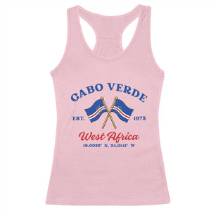 Cabo Verde West Africa Crossed Flags Racerback Tank Top Cape Verde Est 1975 Retro National Pride