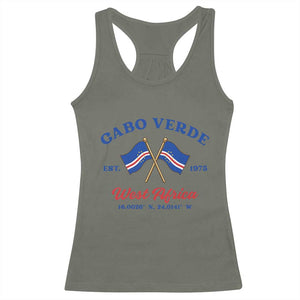 Cabo Verde West Africa Crossed Flags Racerback Tank Top Cape Verde Est 1975 Retro National Pride
