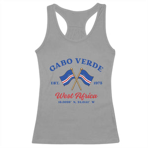Cabo Verde West Africa Crossed Flags Racerback Tank Top Cape Verde Est 1975 Retro National Pride