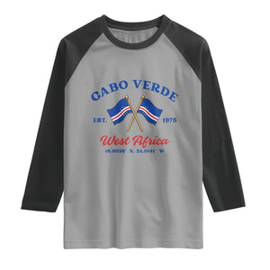 Cabo Verde West Africa Crossed Flags Raglan Shirt Cape Verde Est 1975 Retro National Pride