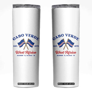 Cabo Verde West Africa Crossed Flags Skinny Tumbler Cape Verde Est 1975 Retro National Pride