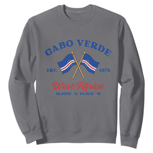 Cabo Verde West Africa Crossed Flags Sweatshirt Cape Verde Est 1975 Retro National Pride