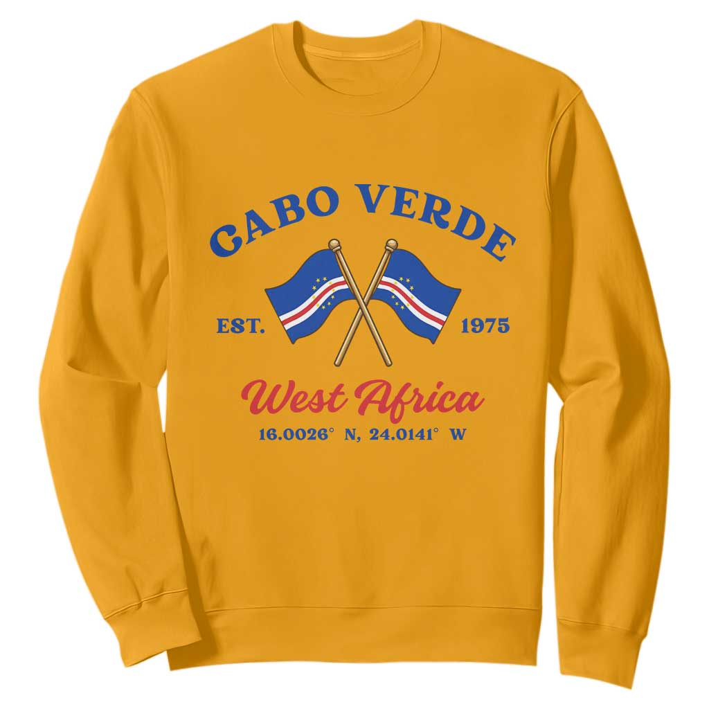 Cabo Verde West Africa Crossed Flags Sweatshirt Cape Verde Est 1975 Retro National Pride