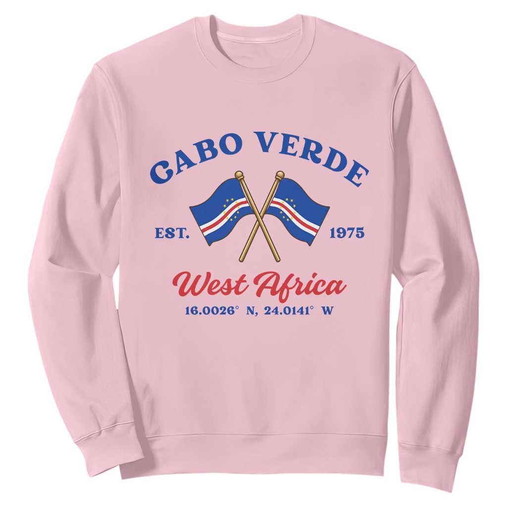 Cabo Verde West Africa Crossed Flags Sweatshirt Cape Verde Est 1975 Retro National Pride
