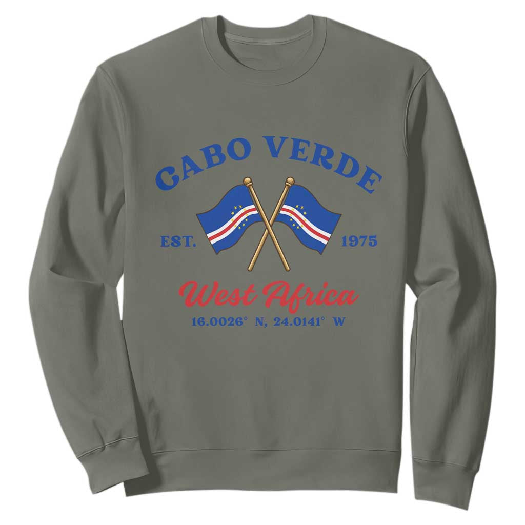 Cabo Verde West Africa Crossed Flags Sweatshirt Cape Verde Est 1975 Retro National Pride