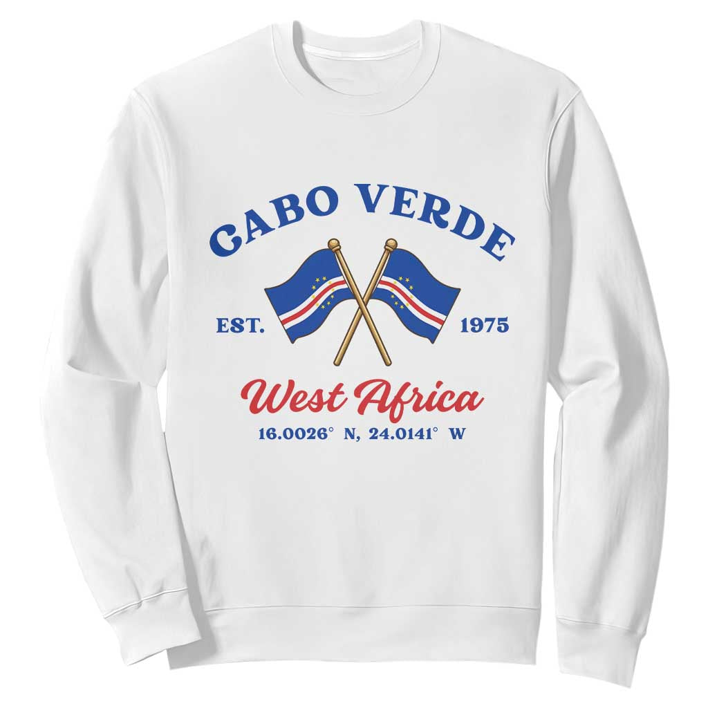 Cabo Verde West Africa Crossed Flags Sweatshirt Cape Verde Est 1975 Retro National Pride