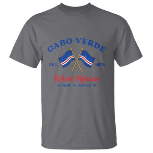 Cabo Verde West Africa Crossed Flags T Shirt Cape Verde Est 1975 Retro National Pride