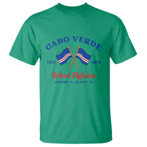 Cabo Verde West Africa Crossed Flags T Shirt Cape Verde Est 1975 Retro National Pride