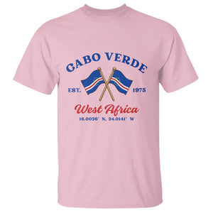 Cabo Verde West Africa Crossed Flags T Shirt Cape Verde Est 1975 Retro National Pride
