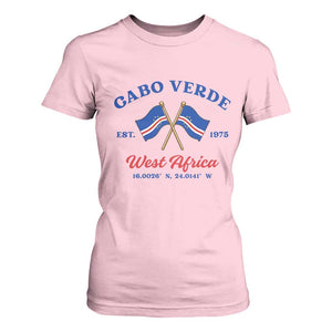 Cabo Verde West Africa Crossed Flags T Shirt For Women Cape Verde Est 1975 Retro National Pride